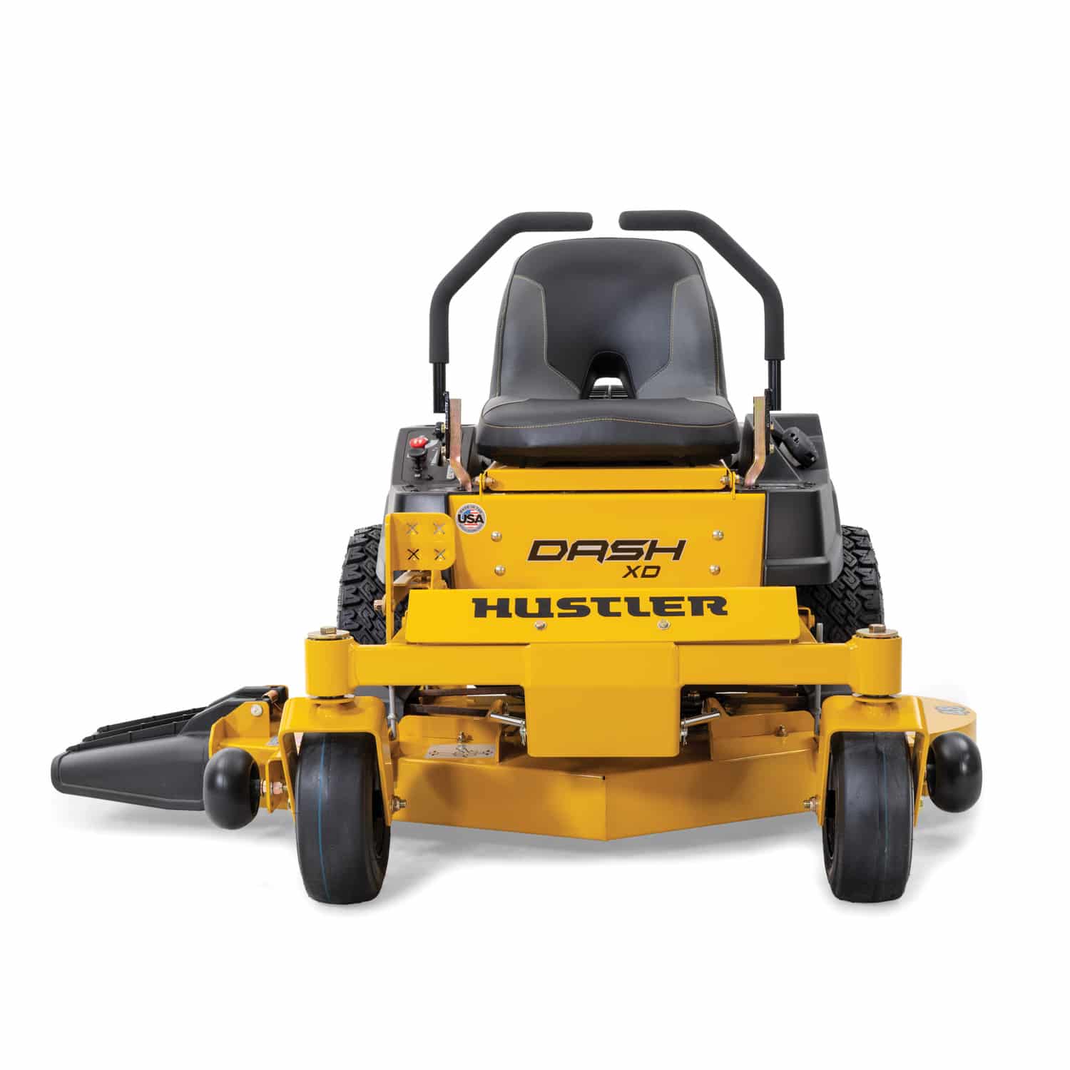 Hustler DASH XD Zero-Turn Mower 2 a yellow and black Hustler Dash XD lawn mower